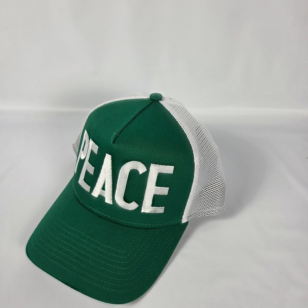 New Era Retro Peace Trucker Hat Green White Mesh Snapback Cap 9FORTY OSFM